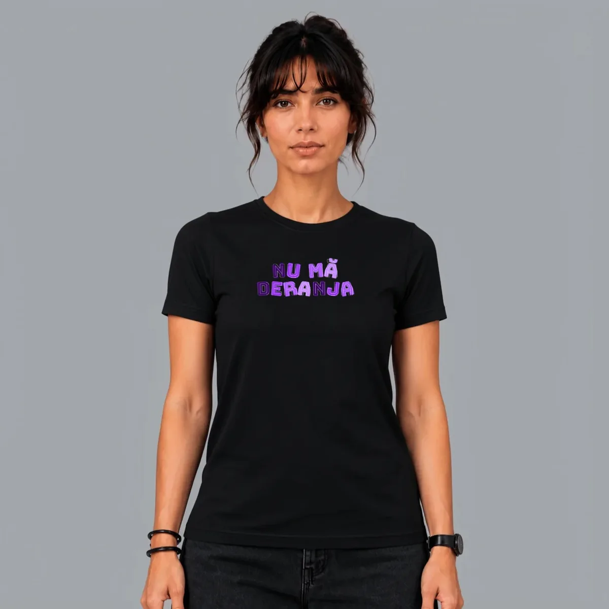 Tricou „Nu mă deranja” — Negru, Față