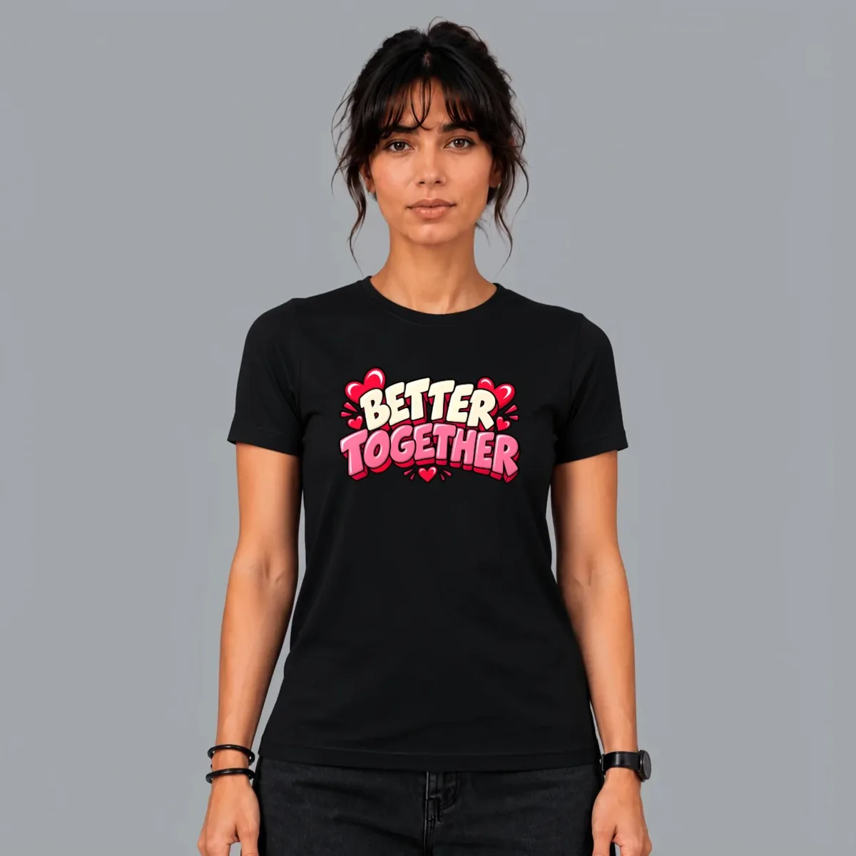 Tricou Better Together — Negru, Față