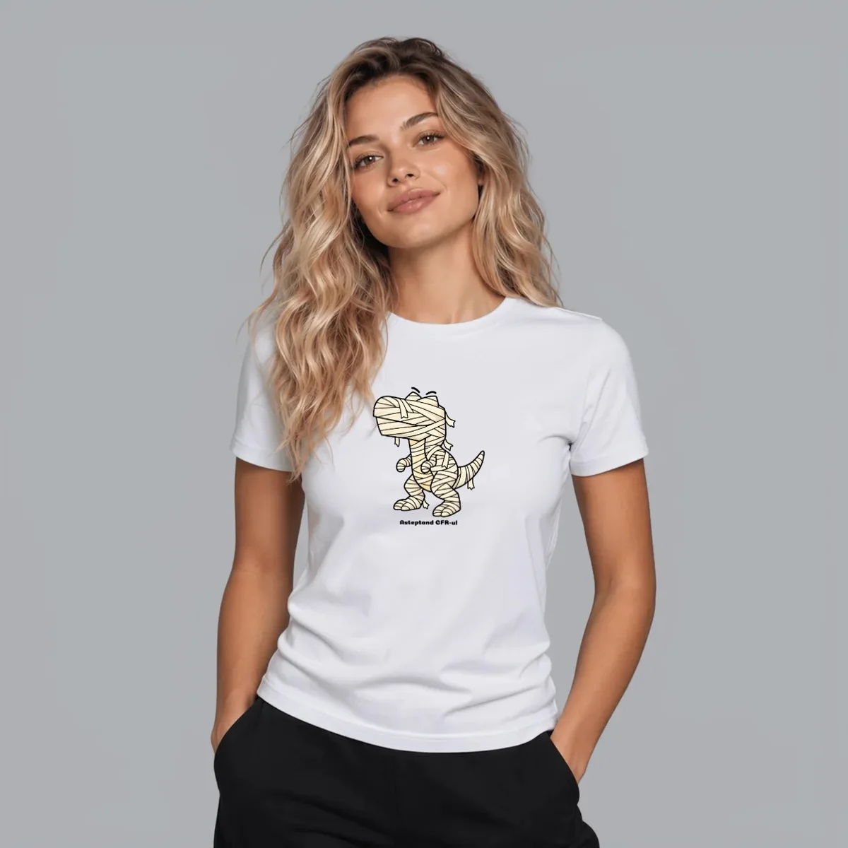 “Așteptând CFR-ul” T-shirt — White, Front