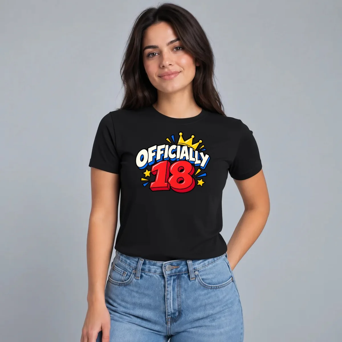 Tricou Officially 18 — Negru, Față
