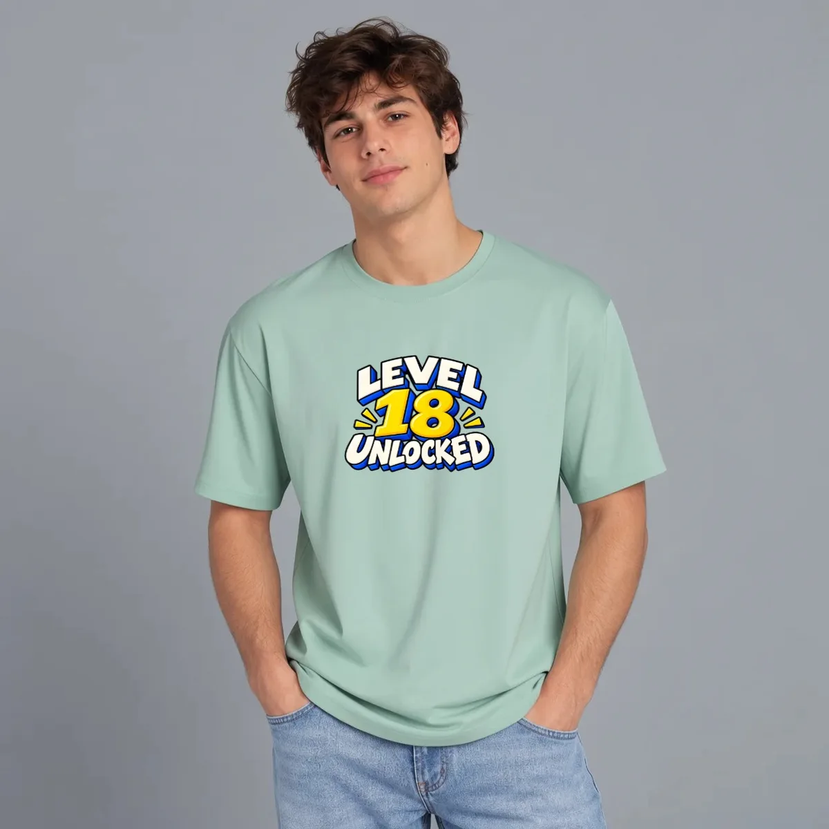Tricou Level 18 Unlocked — Sage, Față