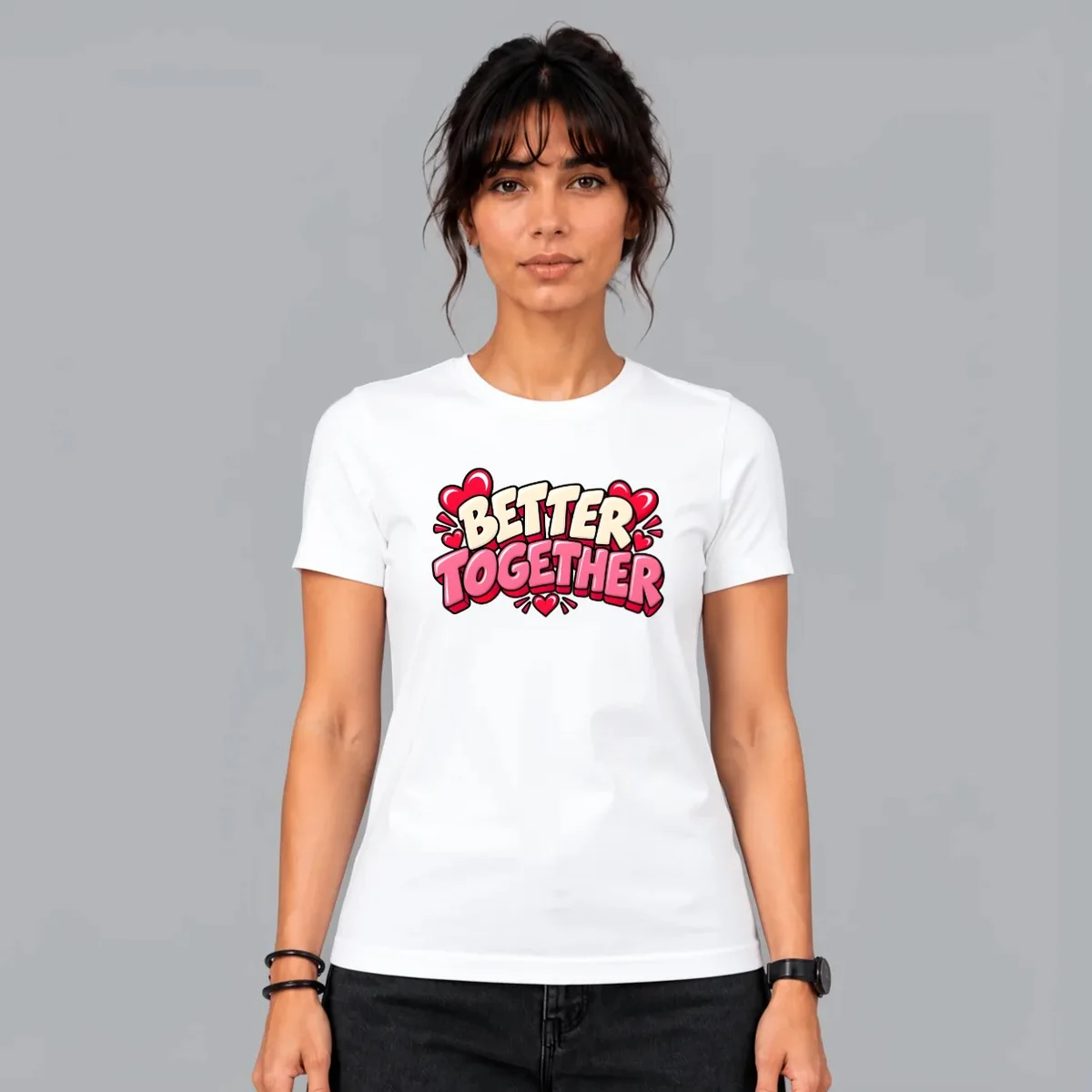 Tricou Better Together — Alb, Față